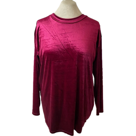 Ashley Stewart | Tops | Ashley Stewart Ruby Red Velvet Scoop Mock Long ...